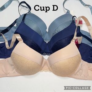 BUNDLE 3 PIECES COMFORT FIT PUSH UP LIGHT PADDED T-SHIRT 3 HOOKS BRA .NWT